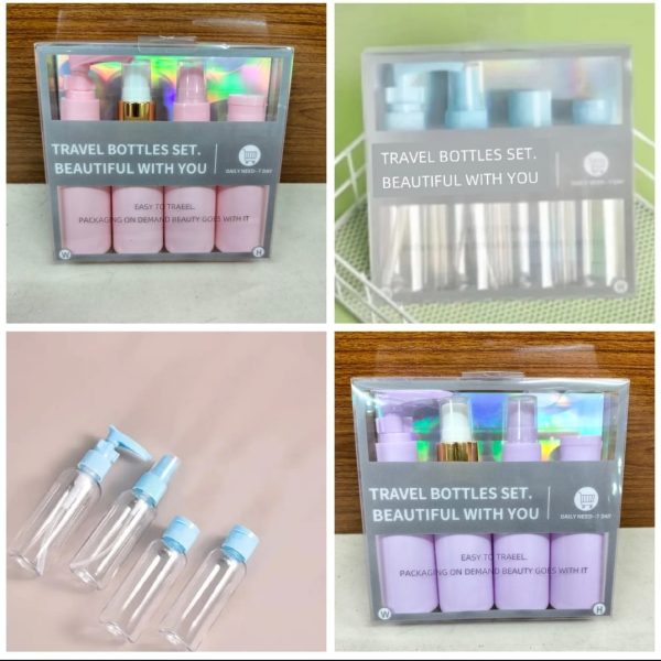 Pack of 4pc traveling use empty bottles kit