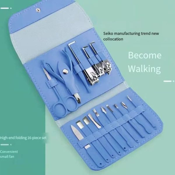 16 PCS Professional Manicure Set Full Function Kit Stainless Steel Pedicure Sets With Leather Portable Case