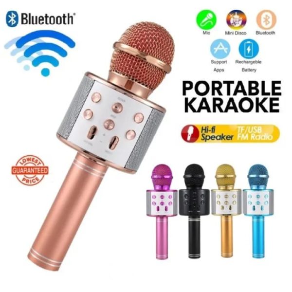 Karaoke Bluetooth Microphone with Speaker Magic Voices, Record Function, Handheld Wireless Microphone for Kids Party KTV Gifts