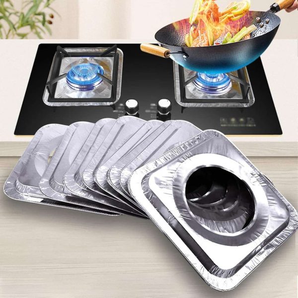 10 Pcs  Disposable Aluminum Covers for Gas Stove Burners