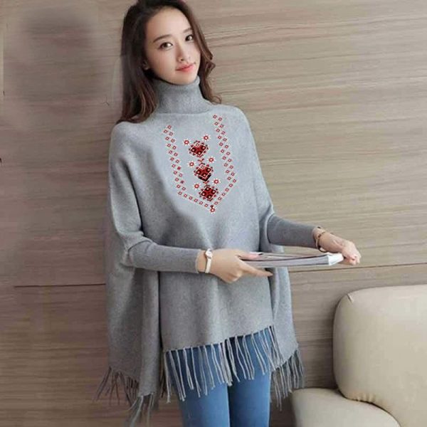 Printed poncho for women