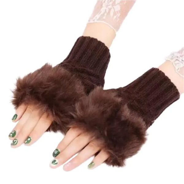 Fashion Winter Women Gloves Plush Faux Furrr Knit