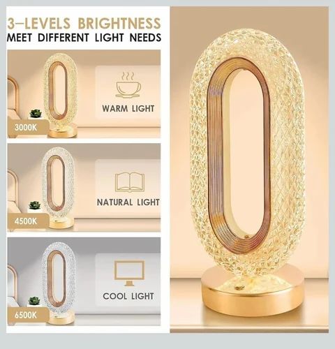 Crystal Table Lamp Chargeble 3 Varrients Lights