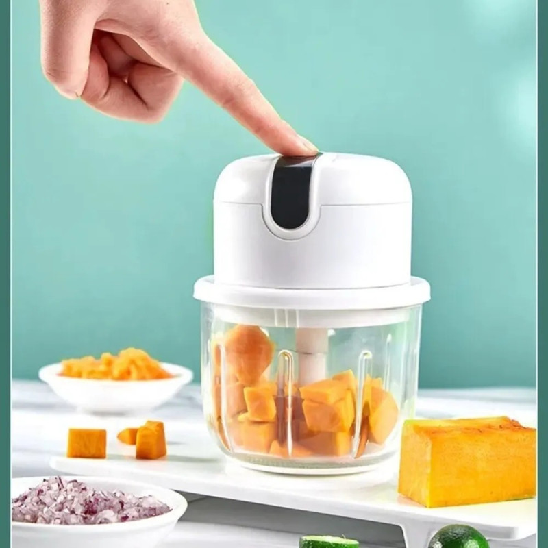 Rechargeable Mini Electric Chopper – Stainless Steel Blades, Easy One Touch Operation Rechargeable Mini Electric Chopper – Stainless Steel Blades, Easy One Touch Operation