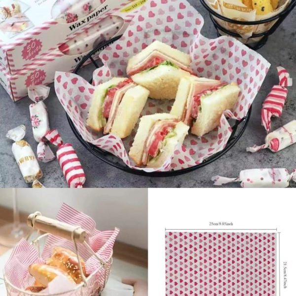 50Pcs/Lot Wax Paper Food Grade Grease Paper Food Wrappers Wrapping Paper For Bread Sandwich Burger Fries Oilpaper Baking Tools