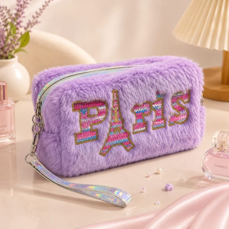 Paris Fluffy Makeup Pouch