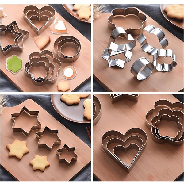 Cookie Cutters Shapes Set, 12pcs Different Frames Fondant Cutter Molds for Cakes, Biscuits and Sandwiche, Professional Stainless Steel Baking Dough Tools And Donut Cutter Ring Molds