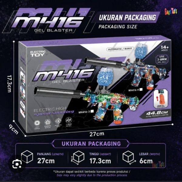 Automatic electric gel blaster toy gun designed with a colorful graffiti pattern and includes a silencer.